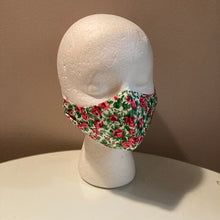 Load image into Gallery viewer, 1950s Vintage Green & Red Rose Face Mask