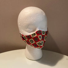 Load image into Gallery viewer, 1940s Vintage Red Christmas Print Face Mask
