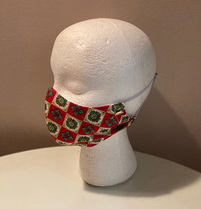 1940s Vintage Red Christmas Print Face Mask