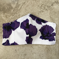 Purple and White Abstract Floral Print Face Mask