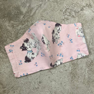 1950s Vintage Kitsch Puppies and Kittens Pink Face Mask