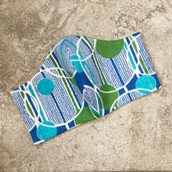 1960s Blue Green Bubble Print Cotton Face Mask