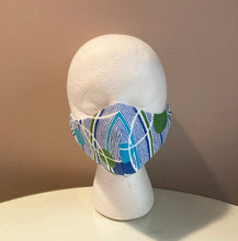Load image into Gallery viewer, 1960s Blue Green Bubble Print Cotton Face Mask
