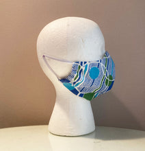 Load image into Gallery viewer, 1960s Blue Green Bubble Print Cotton Face Mask
