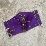 Purple Dancing Skeleton Print Face Mask