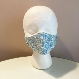 1960s Vintage Pale Blue Floral Print Face Mask