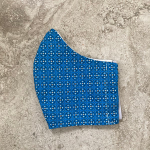 1960s Vintage Blue and White Print Face Mask