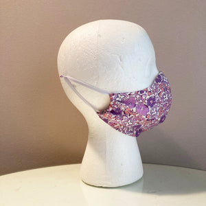 1960s Vintage Purple and Coral Floral Face Mask