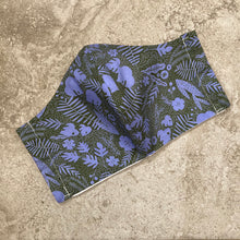 Load image into Gallery viewer, Periwinkle Tropical Leaf Print Face Mask
