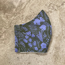 Load image into Gallery viewer, Periwinkle Tropical Leaf Print Face Mask
