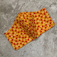 1970s Marigold Hearts and Daisies Print Face Mask