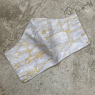 Grey and Gold Glitter Marble Print Face Mask