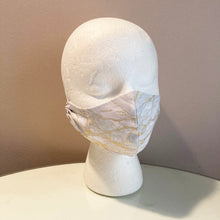 Load image into Gallery viewer, Grey and Gold Glitter Marble Print Face Mask
