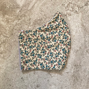 1940's Tiny Pink & Blue Floral Print Face Mask