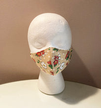 Load image into Gallery viewer, 1970s Vintage Tan Floral Polka Dot Print Face Mask

