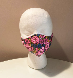 1960s Vintage Bright Pink Floral Face Mask