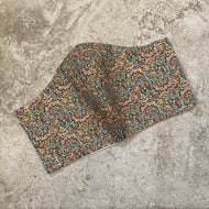 1960s Vintage Green Paisley Print Face Mask