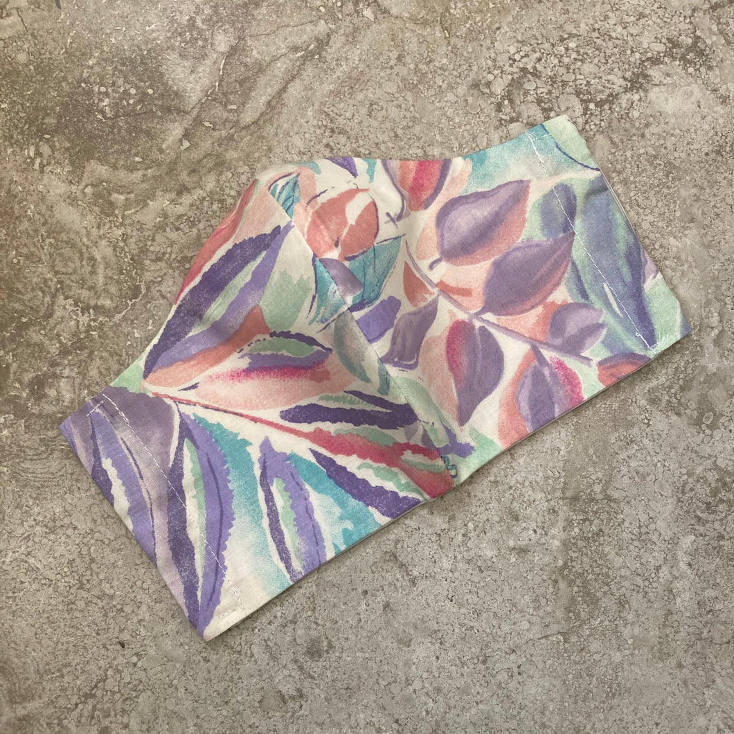 1980s Vintage Watercolor Leaves Face Mask