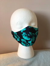 Load image into Gallery viewer, Black and Green Floral Face Mask
