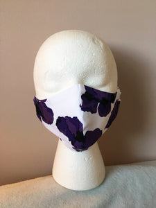 Purple and White Abstract Floral Print Face Mask