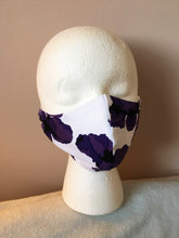 Load image into Gallery viewer, Purple and White Abstract Floral Print Face Mask
