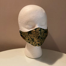Load image into Gallery viewer, Green and Gold Filigree Face Mask
