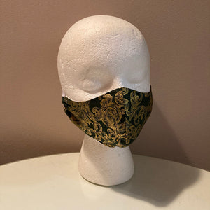 Green and Gold Filigree Face Mask