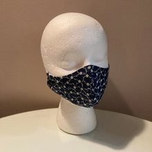 Load image into Gallery viewer, 1930s Vintage Navy and White Tiny Floral Face Mask
