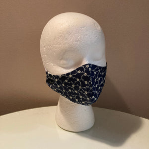 1930s Vintage Navy and White Tiny Floral Face Mask