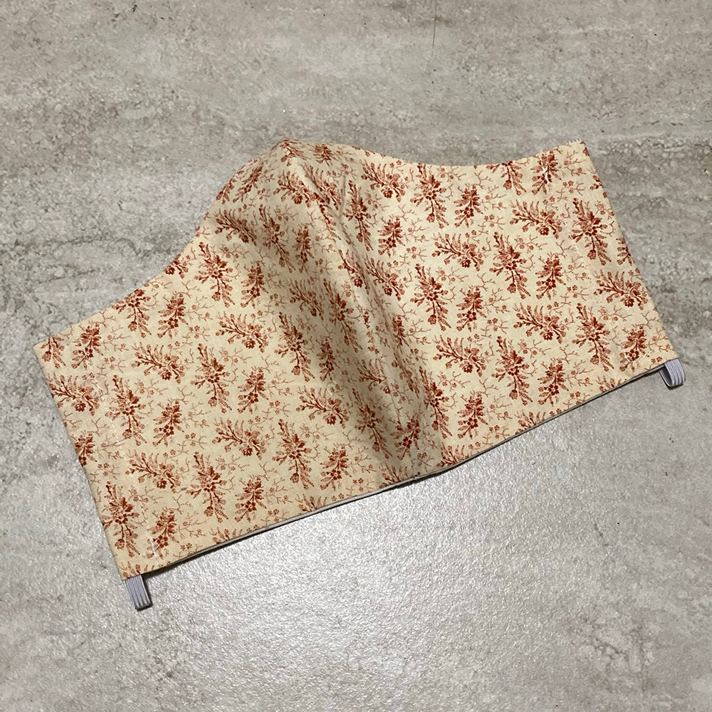1940s Vintage Cream & Red Tiny Floral Face Mask