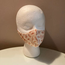 Load image into Gallery viewer, 1940s Vintage Cream &amp; Red Tiny Floral Face Mask
