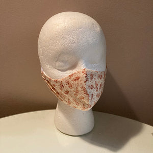 1940s Vintage Cream & Red Tiny Floral Face Mask