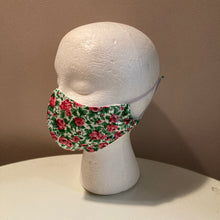 Load image into Gallery viewer, 1950s Vintage Green &amp; Red Rose Face Mask
