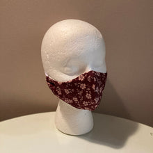 Load image into Gallery viewer, 1940s Vintage Maroon Floral Face Mask
