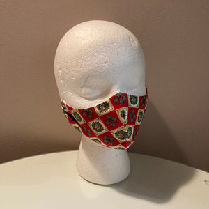 1940s Vintage Red Christmas Print Face Mask