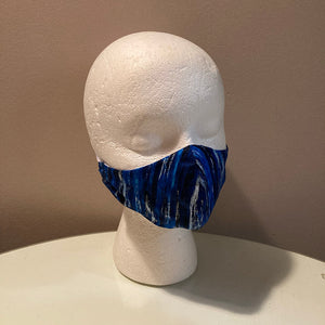 Blue & Silver Brushstroke Print Face Mask
